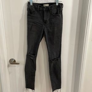 Madewell 9” high rise skinny distressed jeans, charcoal